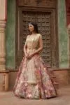 Pink Floral Organza Lehenga