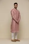 Metallic Pink Silk Kurta Set