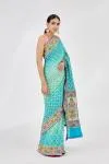 Sea Green Meenakari Bandhani Saree