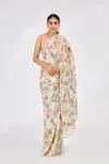 Ivory Printed Georgette Saree