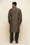 Olive Ikat Silk Pathani Suit