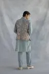 Grey Silk Half Jacket Set