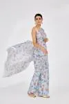Powder Blue Crepe Saree
