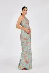 Ocean Green Printed Crepe Saree