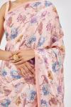 Pretty Peach Crepe Saree