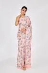 Pretty Peach Crepe Saree