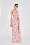 Pretty Peach Crepe Saree