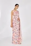 Pretty Peach Crepe Saree