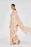 Creme Ivory Printed Crepe Saree