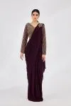 Wine Red Drape Saree