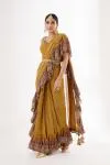 Mustard Crepe Drape Saree