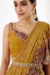 Mustard Crepe Drape Saree