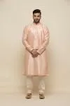 Salmon Pink Raw Silk Kurta Set