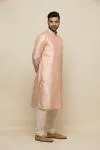 Salmon Pink Raw Silk Kurta Set