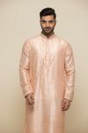Salmon Pink Raw Silk Kurta Set