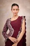 Burgundy Georgette Drape Saree