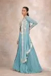 Teal Blue Cape Lehenga