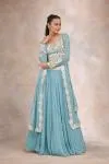 Teal Blue Cape Lehenga