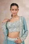 Teal Blue Cape Lehenga