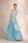 Teal Blue Cape Lehenga