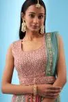 Coral Georgette Peplum Garara Set