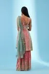 Coral Georgette Peplum Garara Set