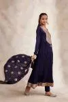 Ink Blue Silk Anarkali Suit Set
