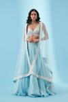 Arctic Blue Organza Lehenga