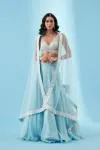 Arctic Blue Organza Lehenga