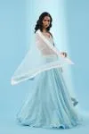 Arctic Blue Organza Lehenga