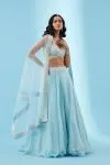 Arctic Blue Organza Lehenga