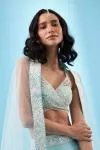 Arctic Blue Organza Lehenga