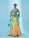 Teal Green Lehriya Lehenga