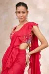 Hot Pink Georgette Drape Saree
