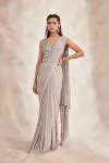 Smoky Grey Drape Saree
