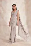 Smoky Grey Drape Saree
