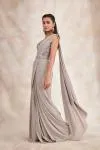 Smoky Grey Drape Saree