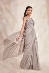 Smoky Grey Drape Saree