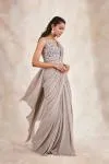 Smoky Grey Drape Saree