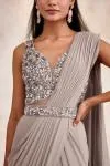 Smoky Grey Drape Saree