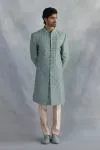 Turquoise Blue Silk Sherwani