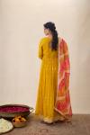 Daisy yellow Anarkali suit set