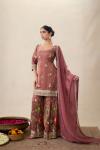 Brick Brown Tissue Silk Garara