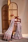 Peach Pink Kashimir weave saree