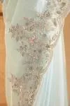 Powder Blue Organza Lehenga Saree