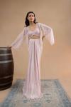 Dusty Pink Drape Saree Set