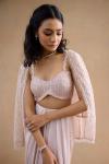Dusty Pink Drape Saree Set