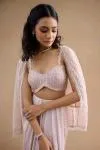 Dusty Pink Drape Saree Set