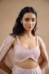 Dusty Pink Drape Saree Set