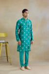 Onyx Green Bandej Silk Kurta Set